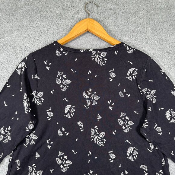 Croft & Barrow The Classic Tee Plus Size 1X Black Floral Long Sleeve - Picture 4 of 9
